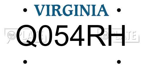 Q054RH Virginia License Plate
