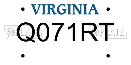 Q071RT Virginia License Plate