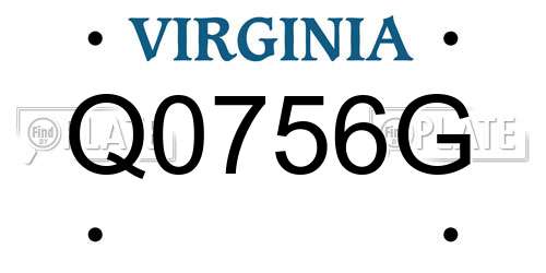 Q0756G Virginia License Plate