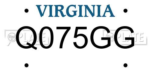 Q075GG Virginia License Plate