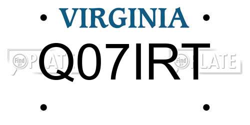 Q07IRT Virginia License Plate