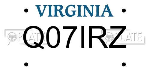 Q07IRZ Virginia License Plate