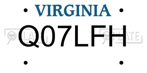 Q07LFH Virginia License Plate