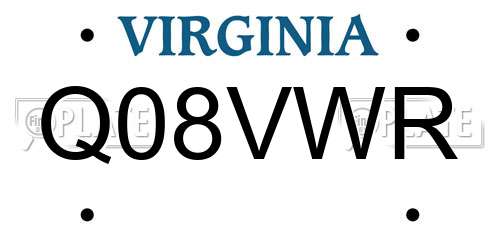 Q08VWR Virginia License Plate