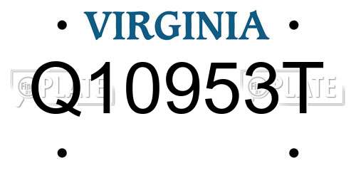 Q10953T Virginia License Plate