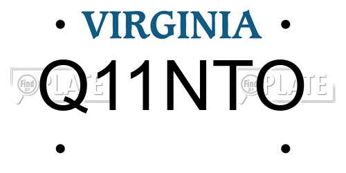Q11NTO Virginia License Plate