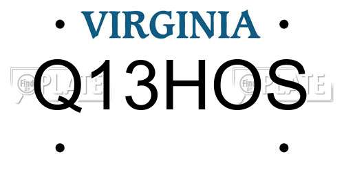Q13HOS Virginia License Plate