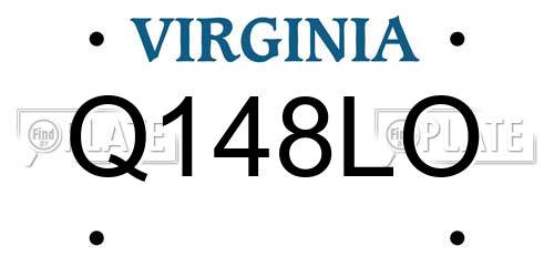 Q148LO Virginia License Plate