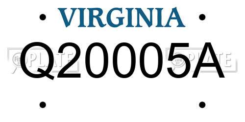 Q20005A Virginia License Plate