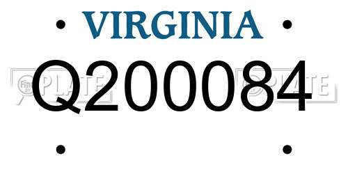 Q200084 Virginia License Plate