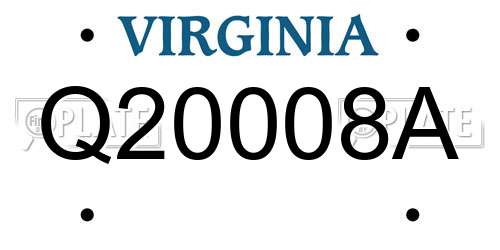 Q20008A Virginia License Plate