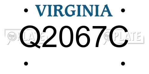 Q2067C Virginia License Plate