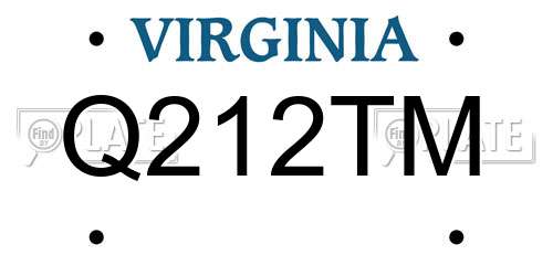Q212TM Virginia License Plate
