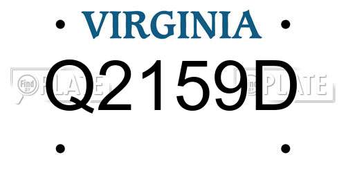 Q2159D Virginia License Plate