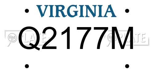 Q2177M Virginia License Plate