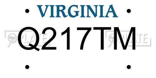 Q217TM Virginia License Plate