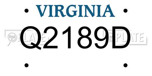 Q2189D Virginia License Plate