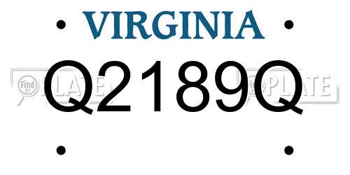 Q2189Q Virginia License Plate