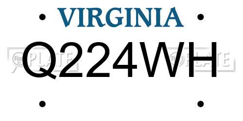 Q224WH Virginia License Plate