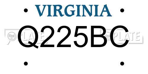 Q225BC Virginia License Plate