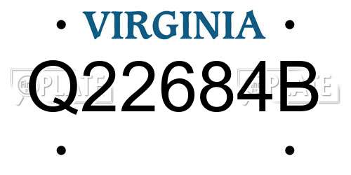 Q22684B Virginia License Plate