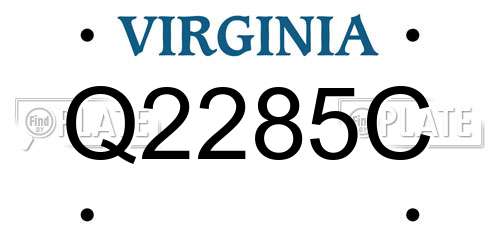 Q2285C Virginia License Plate