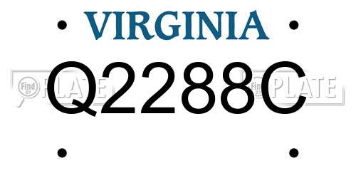 Q2288C Virginia License Plate