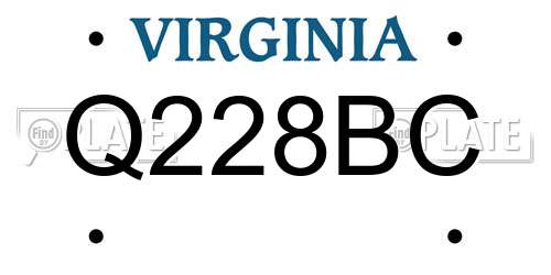Q228BC Virginia License Plate