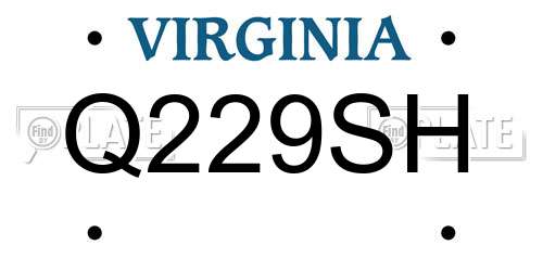 Q229SH Virginia License Plate