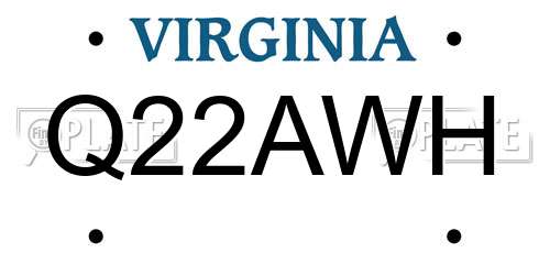 Q22AWH Virginia License Plate