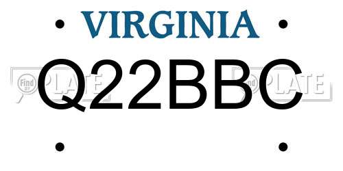 Q22BBC Virginia License Plate