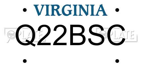 Q22BSC Virginia License Plate