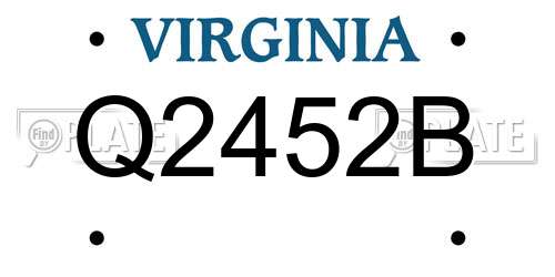Q2452B Virginia License Plate