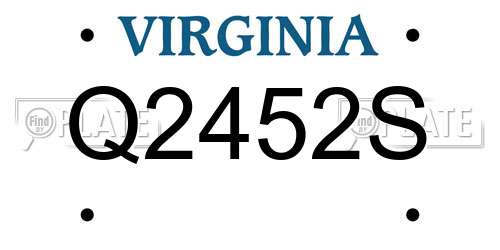 Q2452S Virginia License Plate