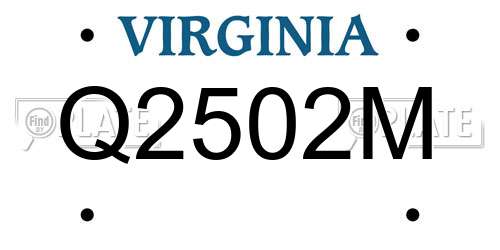 Q2502M Virginia License Plate