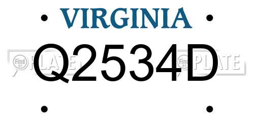 Q2534D Virginia License Plate