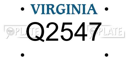Q2547 Virginia License Plate