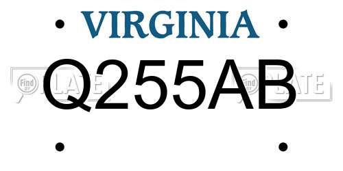Q255AB Virginia License Plate