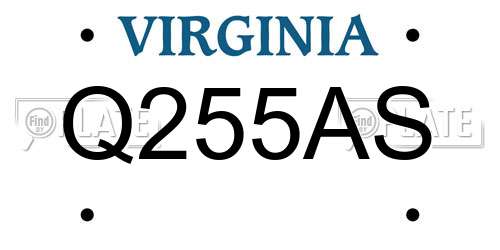 Q255AS Virginia License Plate