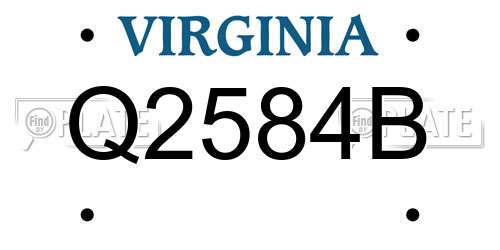 Q2584B Virginia License Plate