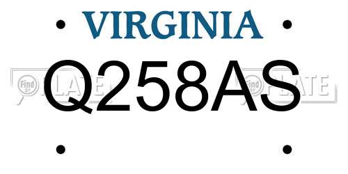 Q258AS Virginia License Plate