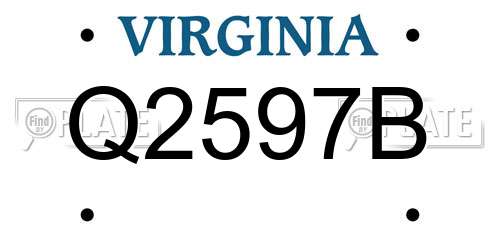 Q2597B Virginia License Plate