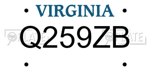 Q259ZB Virginia License Plate