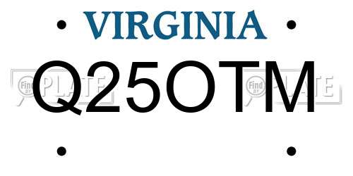 Q25OTM Virginia License Plate