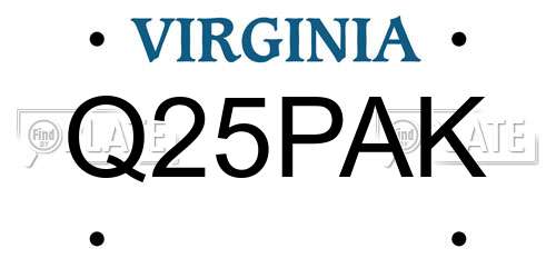 Q25PAK Virginia License Plate