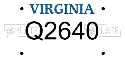 Q2640 Virginia License Plate