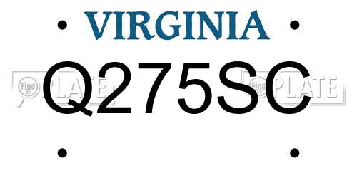 Q275SC Virginia License Plate