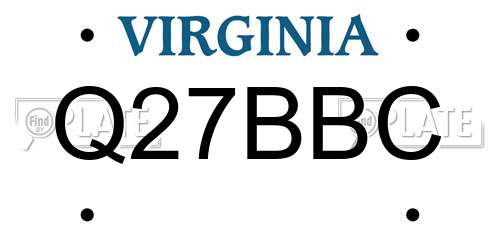 Q27BBC Virginia License Plate