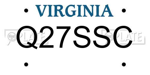 Q27SSC Virginia License Plate