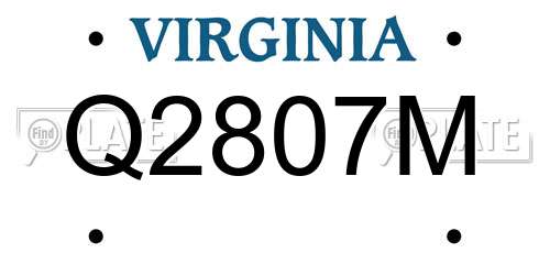 Q2807M Virginia License Plate